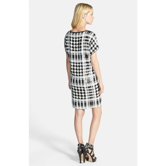 New! MICHAEL KORS Women's Sequin Black White Houndstooth Sequin Party Dress Sm - Picture 7 of 8